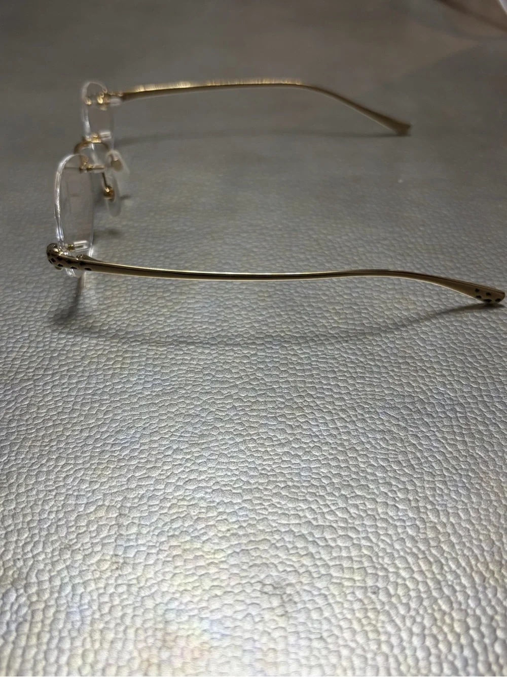 CARTIER RIMLESS GOLD TONE EYEGLASSES WITH CARTIER CASE